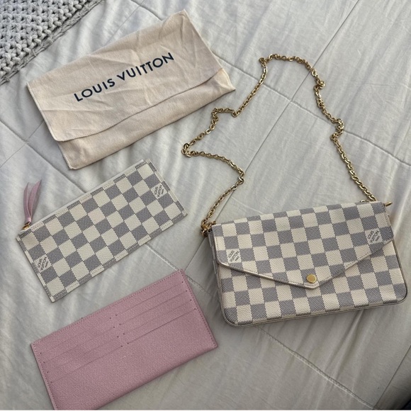 Louis Vuitton Damier Azur Clutch with Gold Chain - Picture 1 of 7
